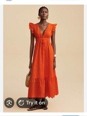 Women's Orange Eyelet Maxi Dress